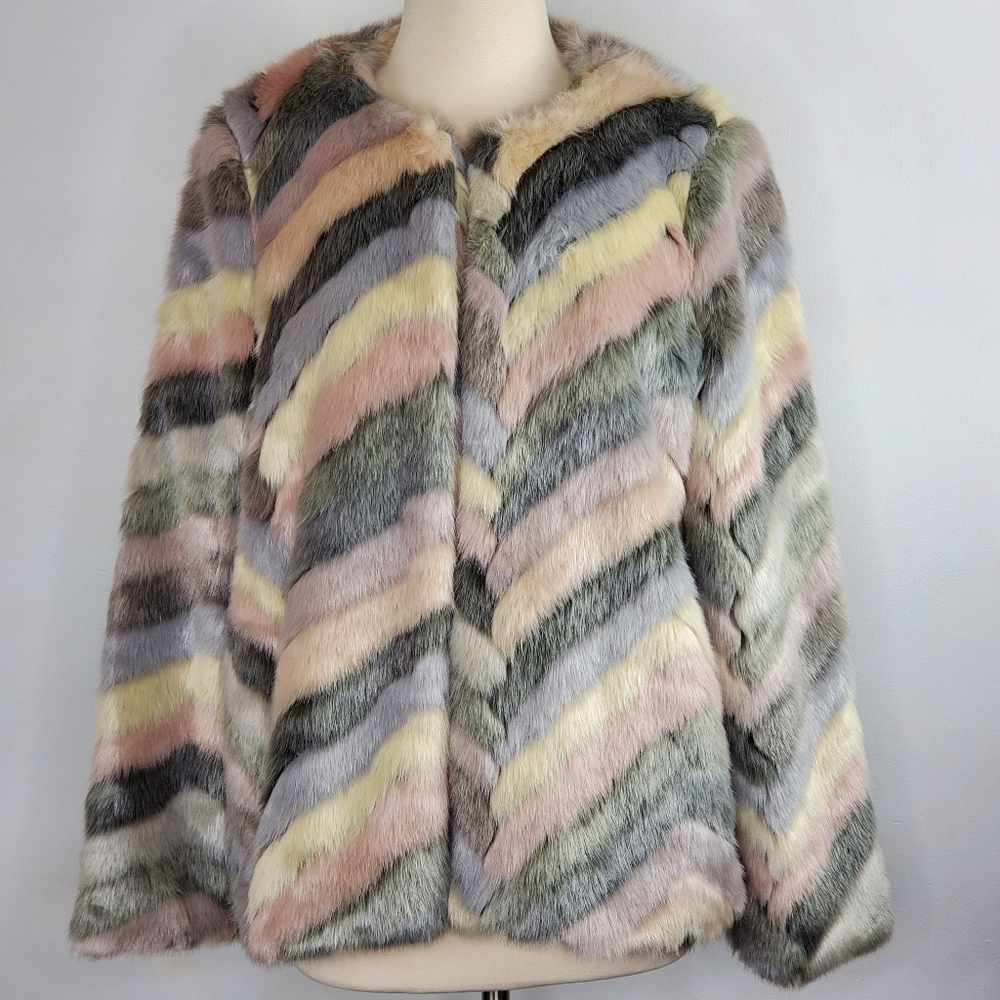 LOST + WANDER Faux Fur Jacket L NWT